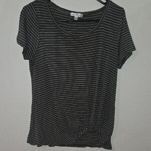 Nine Britton Green and White Striped Tee